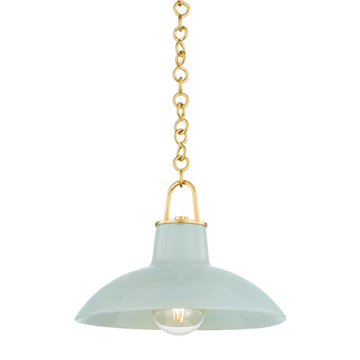 Pottersville Pendant 12.5" in aged brass — a Hudson Valley pendant for kitchens, entries, and dining rooms at Laurie Yapp Home.