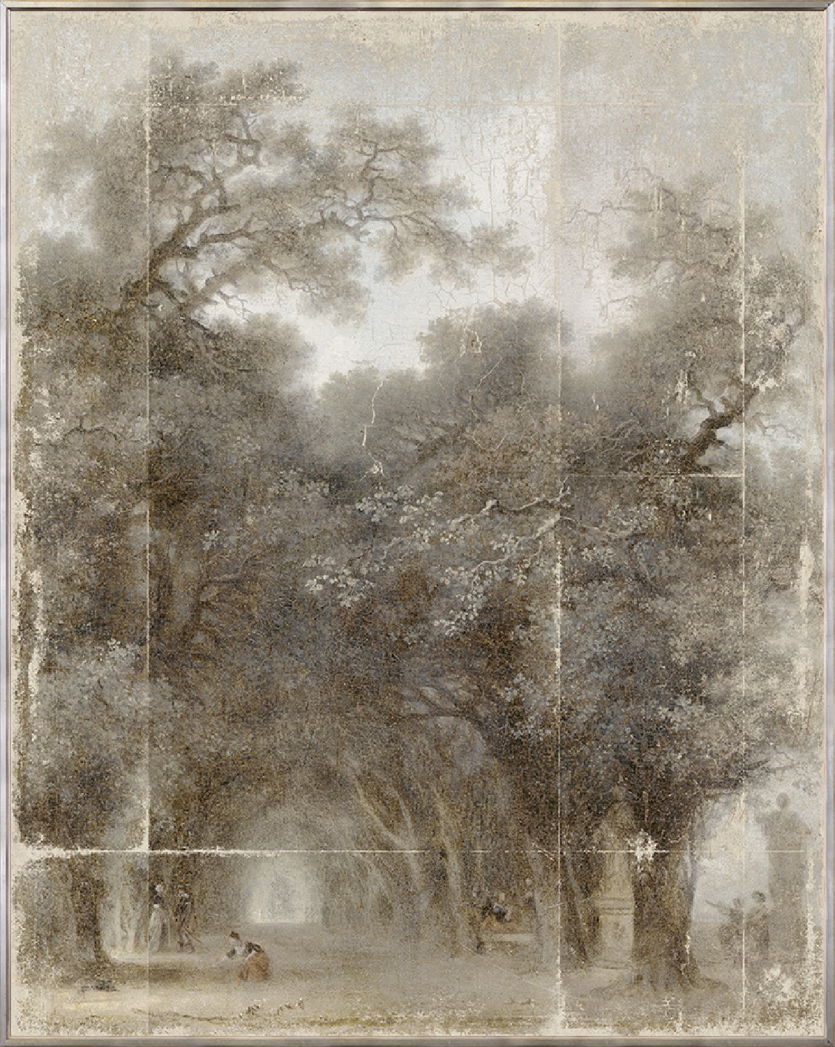 Fragonard – A Shaded Avenue wall art featuring a serene tree-lined path in muted tones.