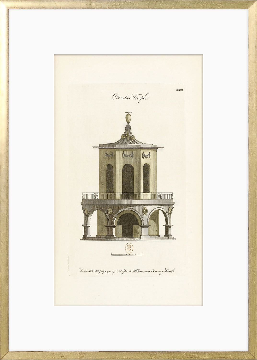 Engraving – Circular Temple, 1778 by Celadon, featuring a detailed architectural illustration.