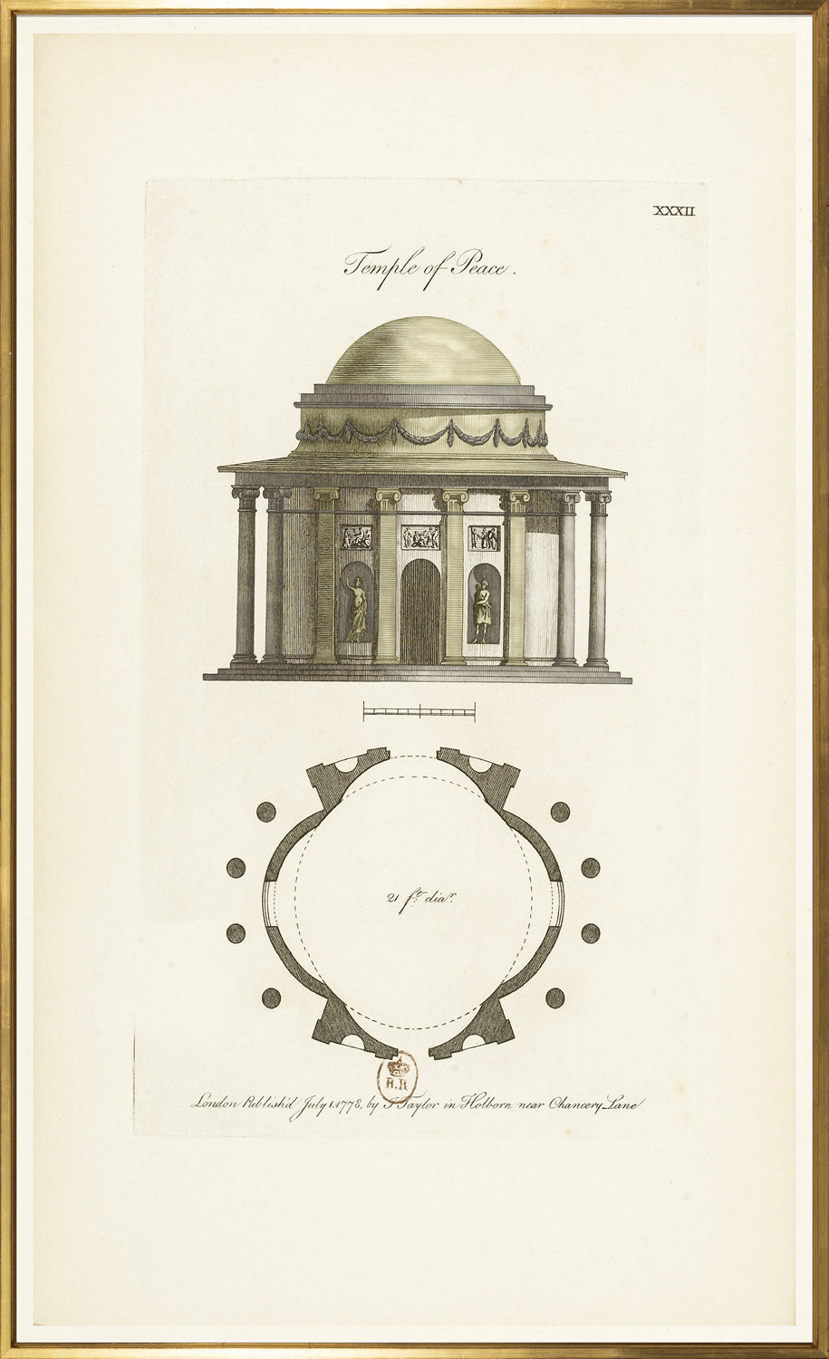 Engraving Temple Of Peace 1778 framed art print