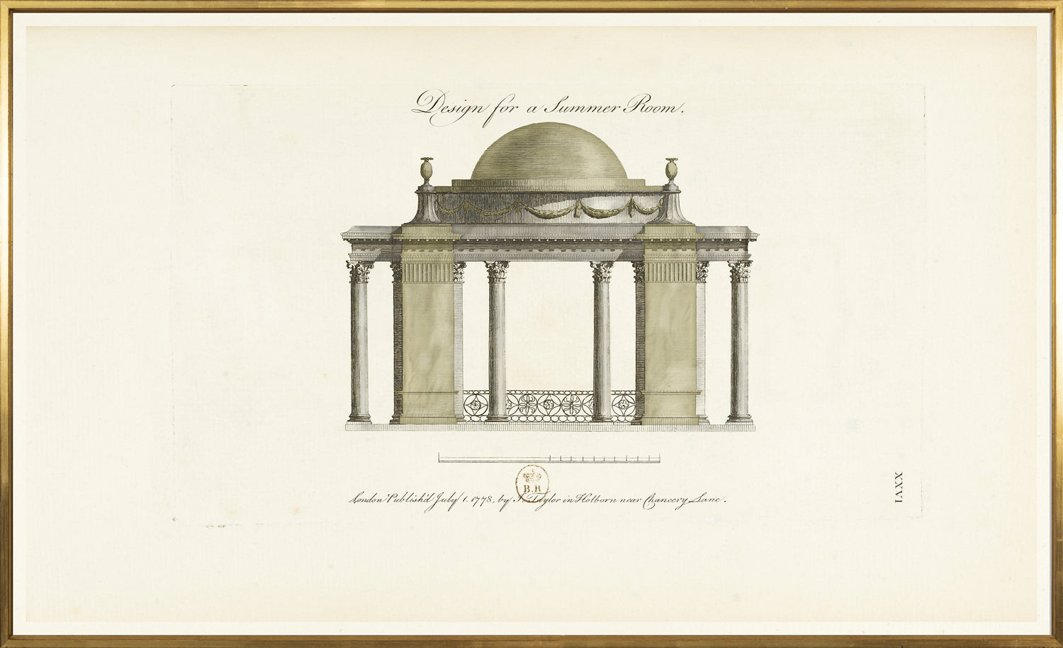 Engraving Summer Room 1778 framed art print