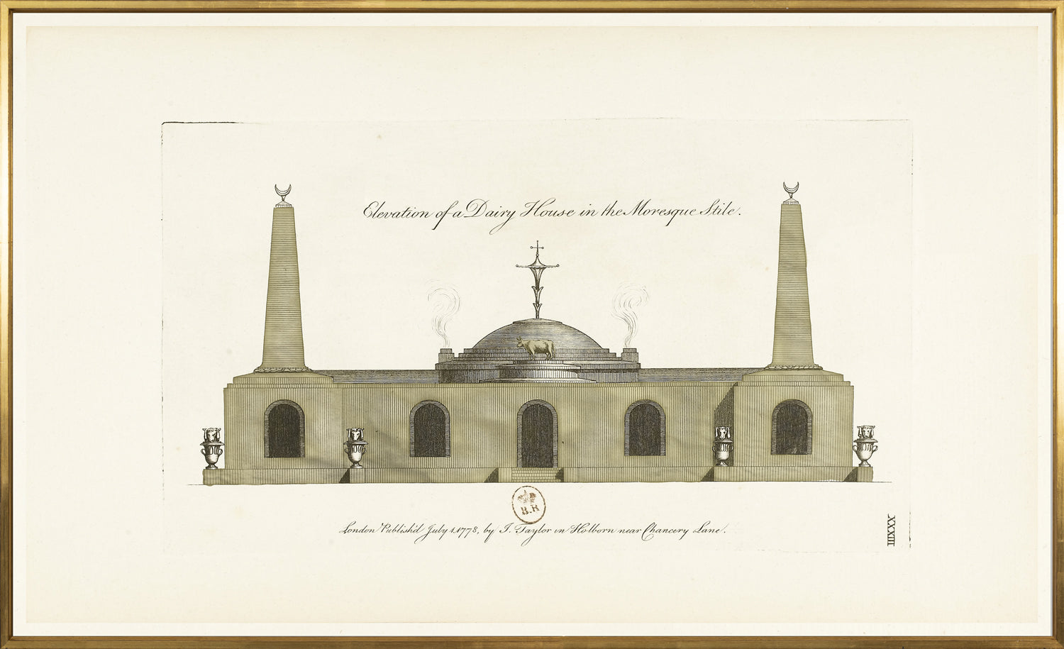 Engraving Dairy House 1778 framed art print