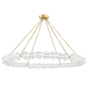 Lindley Chandelier 55" in aged brass — a Hudson Valley chandelier for dining rooms, entries, and living rooms at Laurie Yapp Home.