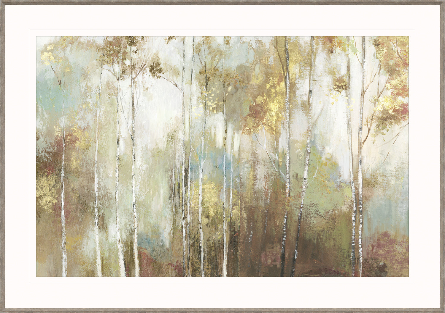 Fine Birch III wall art featuring birch trees in soft colors with gold accents