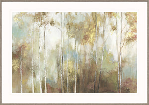 Fine Birch III wall art featuring birch trees in soft colors with gold accents