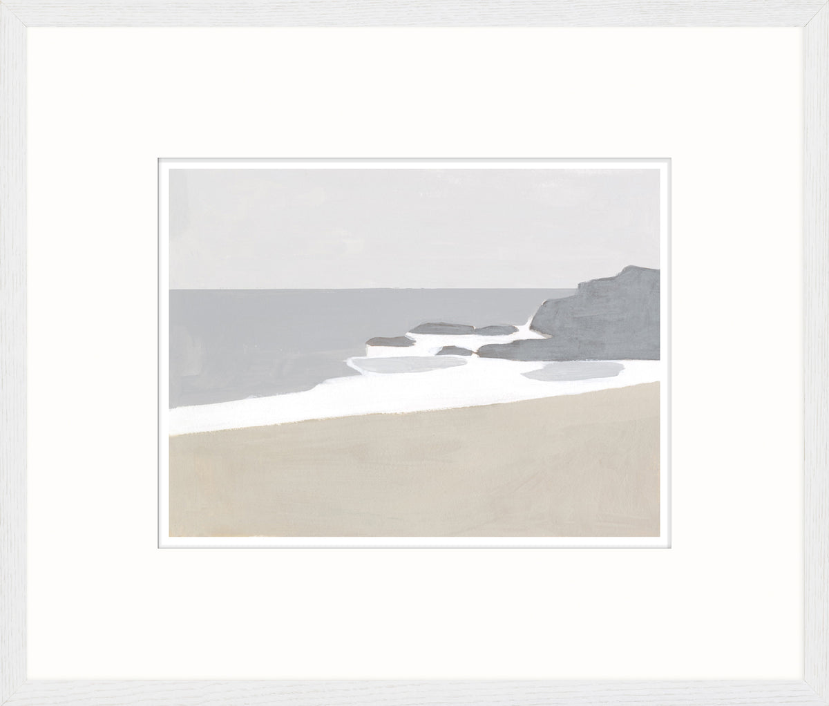 Coastal Planes IV wall art featuring a serene beach scene with gray and beige tones.