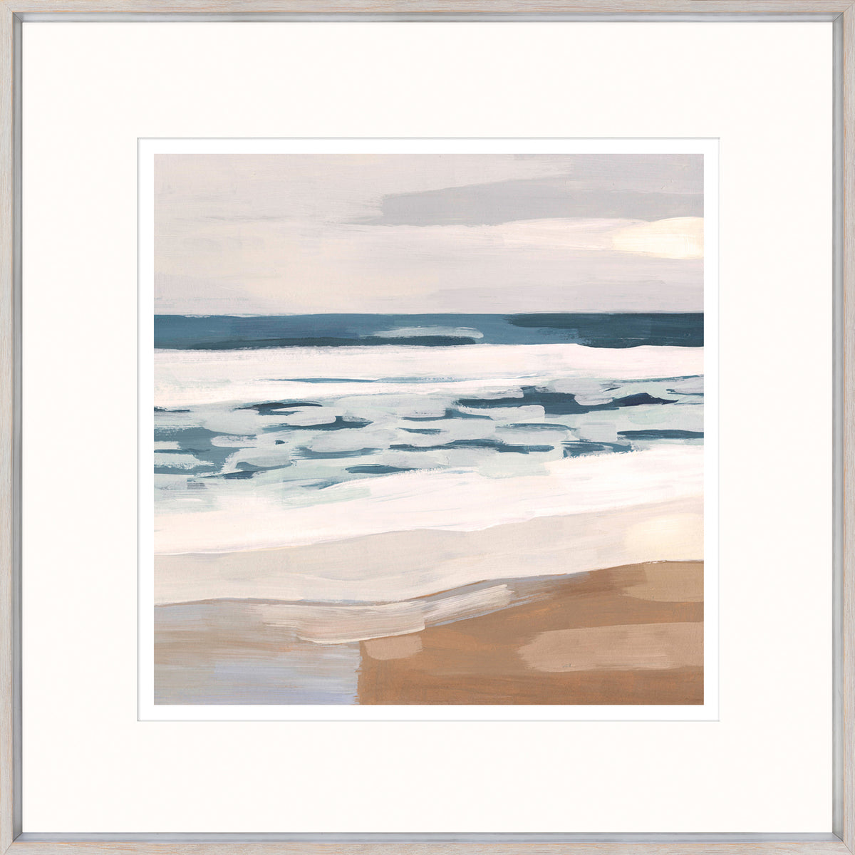 Surfside II wall art featuring abstract ocean waves in soft blue and beige tones