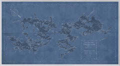 57,5 × 31,5 po – Encadré sous verre, bleu