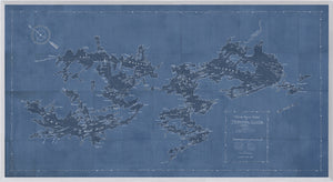 Map – Motorboat Guide of Muskoka Lakes — architecture and travel fine art print in cool tones at Laurie Yapp Home