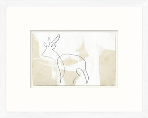 One Line – Deer wall art featuring a minimalist deer outline on a textured beige background