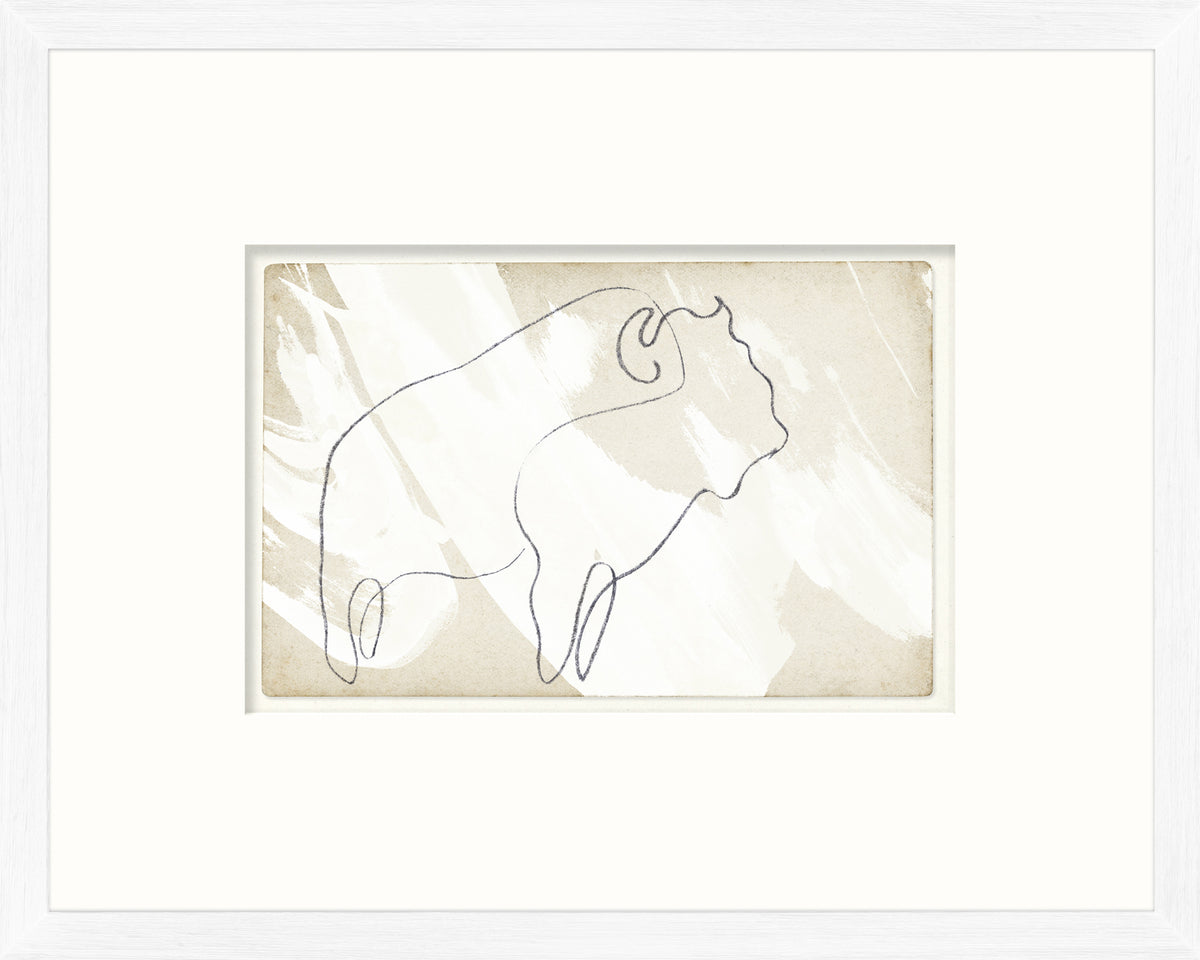 One Line – Buffalo wall art featuring a minimalist buffalo outline on a textured beige background