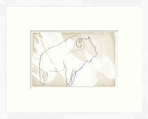 One Line – Buffalo wall art featuring a minimalist buffalo outline on a textured beige background