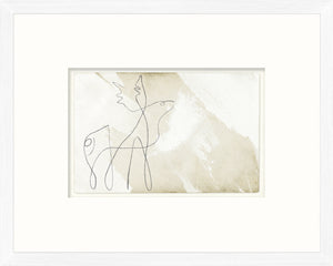 One Line – Moose wall art featuring a minimalist moose design in black line art on a beige background.