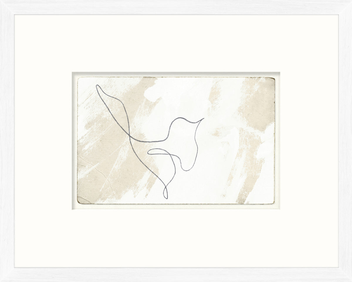 One Line – Songbird wall art featuring a minimalist bird outline on a textured beige background