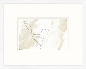 One Line – Songbird wall art featuring a minimalist bird outline on a textured beige background