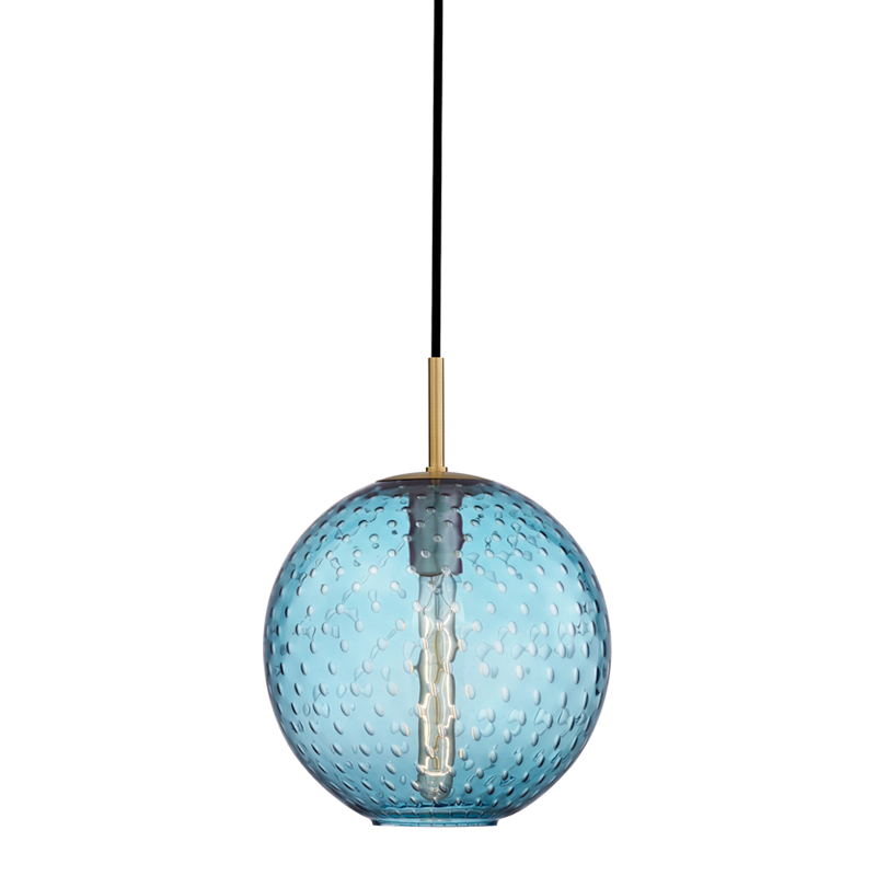 Rousseau Pendant 11.25" in aged brass — a Hudson Valley pendant for kitchens, entries, and dining rooms at Laurie Yapp Home.