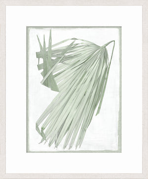 Palm Pressings III – Biscay wall art featuring a light green palm leaf on a white background.