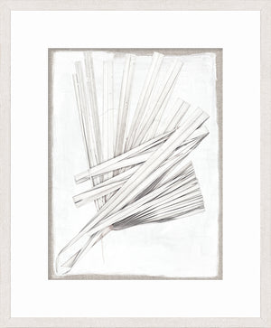 Palm Pressings III – Oyster wall art featuring white palm fronds on a light background.