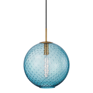 Rousseau Pendant 14.25" in aged brass — a Hudson Valley pendant for kitchens, entries, and dining rooms at Laurie Yapp Home.