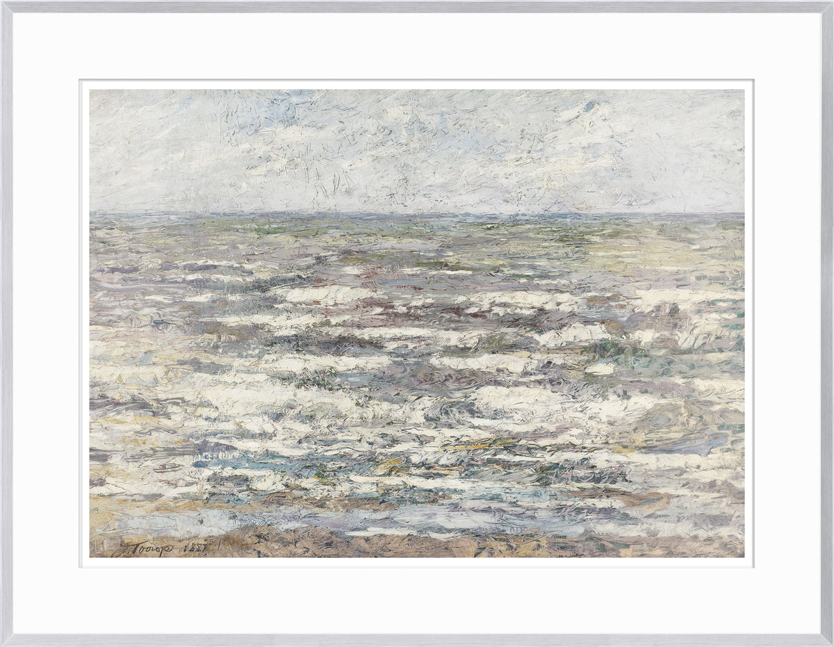 Sea at Katwijk, 1887 wall art featuring textured waves in muted colors and a light sky.