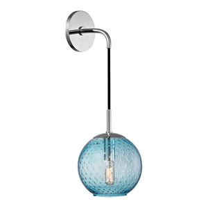 Rousseau Wall Sconce in polished chrome shown from a second angle to highlight the arm curve and shade silhouette.