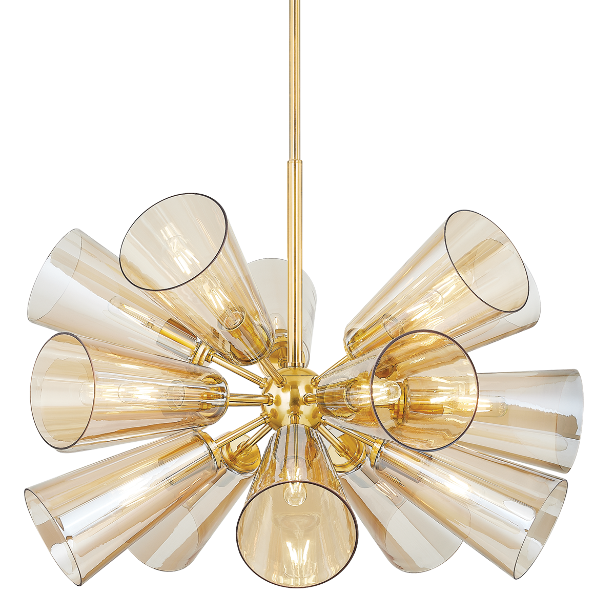 Hartwood Chandelier 32" in aged brass — a Hudson Valley chandelier for dining rooms, entries, and living rooms at Laurie Yapp Home.