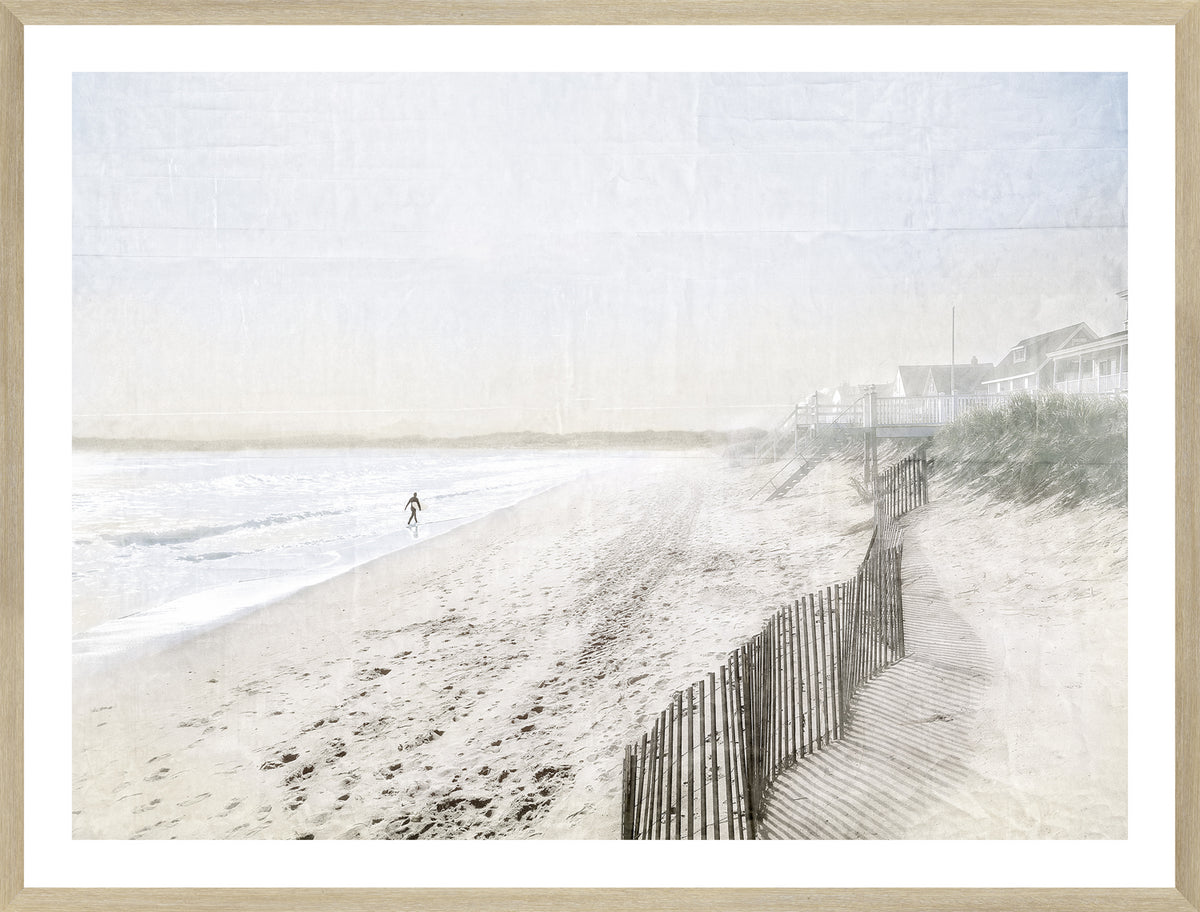 Seabrook Beach NH wall art featuring a serene beach scene with a lone surfer.