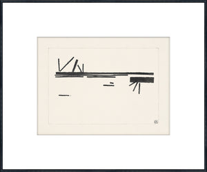 Matchsticks II wall art featuring abstract black lines on a cream background, framed.