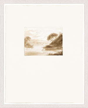 Ver Huell – Watercolours I wall art featuring a serene landscape in sepia tones