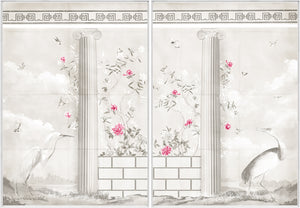 Greco-Roman Aviary Diptych — architecture and travel fine art print in neutral tones at Laurie Yapp Home