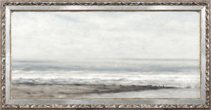Petite Scapes – Seascape Near Heijst wall art featuring soft gray and blue ocean waves under a cloudy sky.