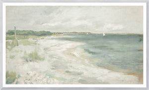 Storm Clouds C. 1880 wall art featuring a coastal landscape with muted colors and a cloudy sky.