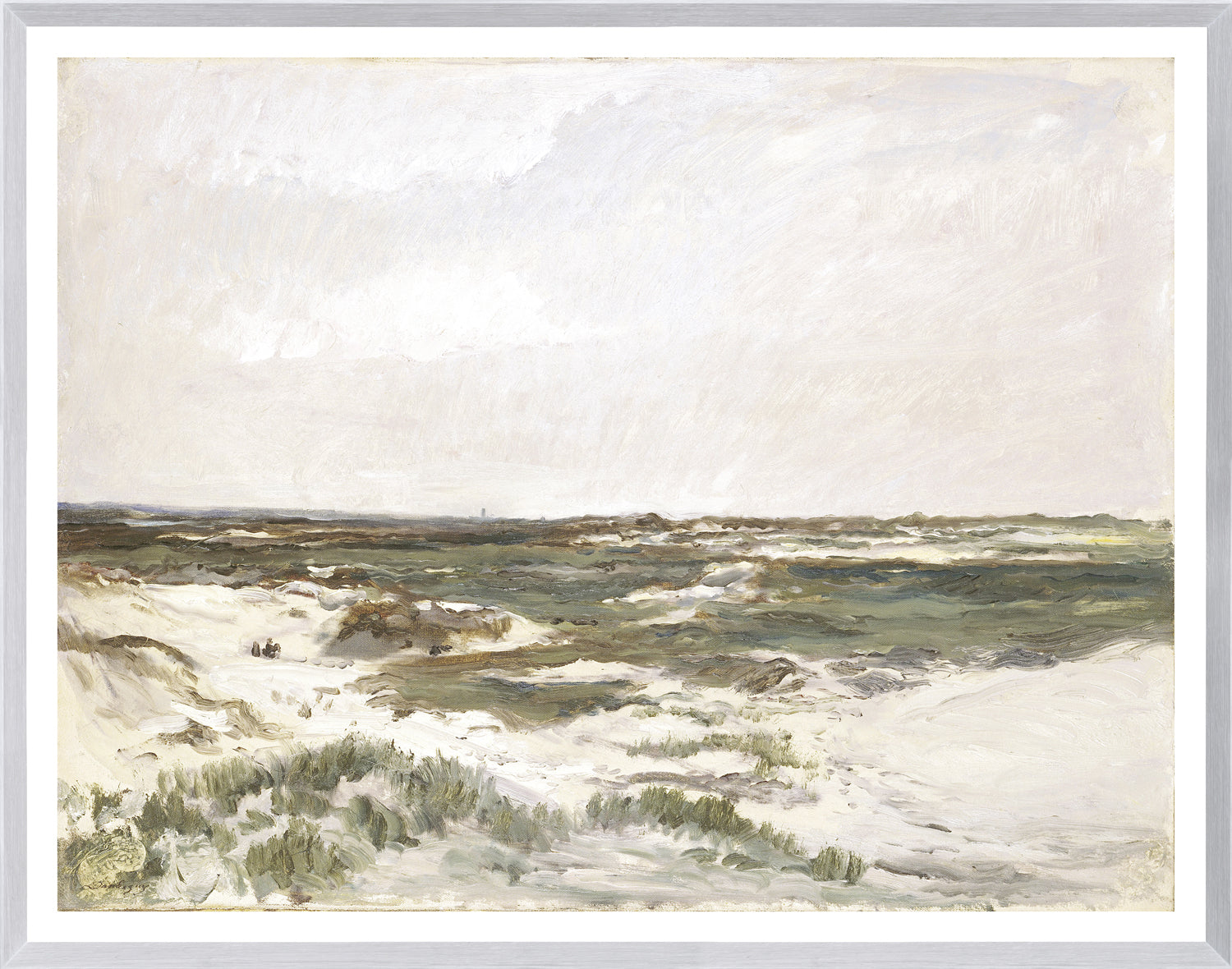 The Dunes at Camiers C. 1871 wall art featuring a serene coastal landscape with soft colors.