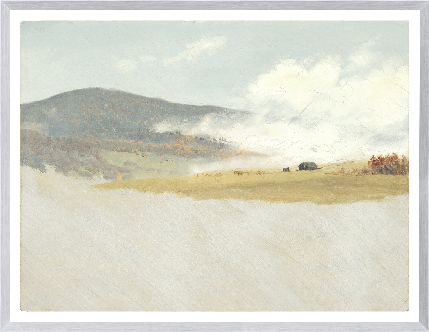 Hilly Landscape C. 1865-75 by Celadon, featuring soft hills and clouds in muted colors.