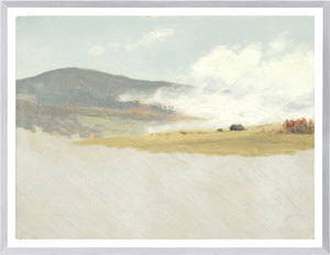 Hilly Landscape C. 1865-75 by Celadon, featuring soft hills and clouds in muted colors.