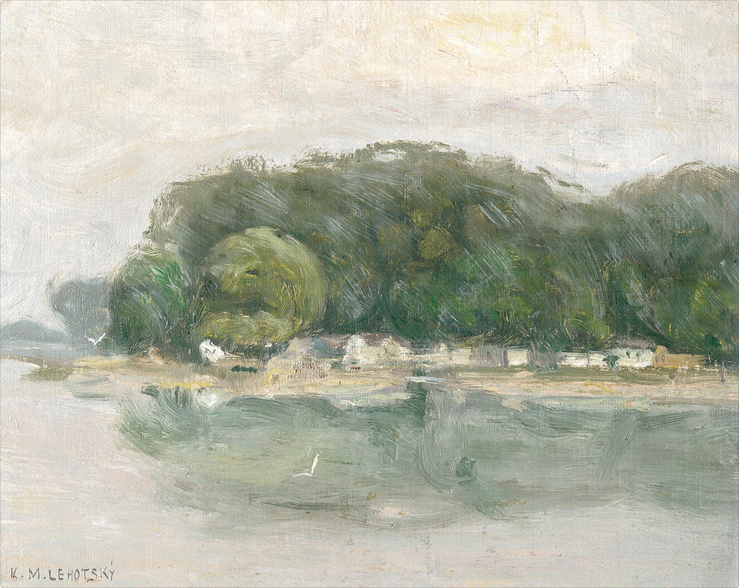 Bank on the Danube C. 1900 — nature and landscape fine art print shown from another angle