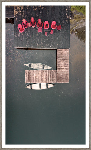 Red Chairs framed art print, 25 × 41 in