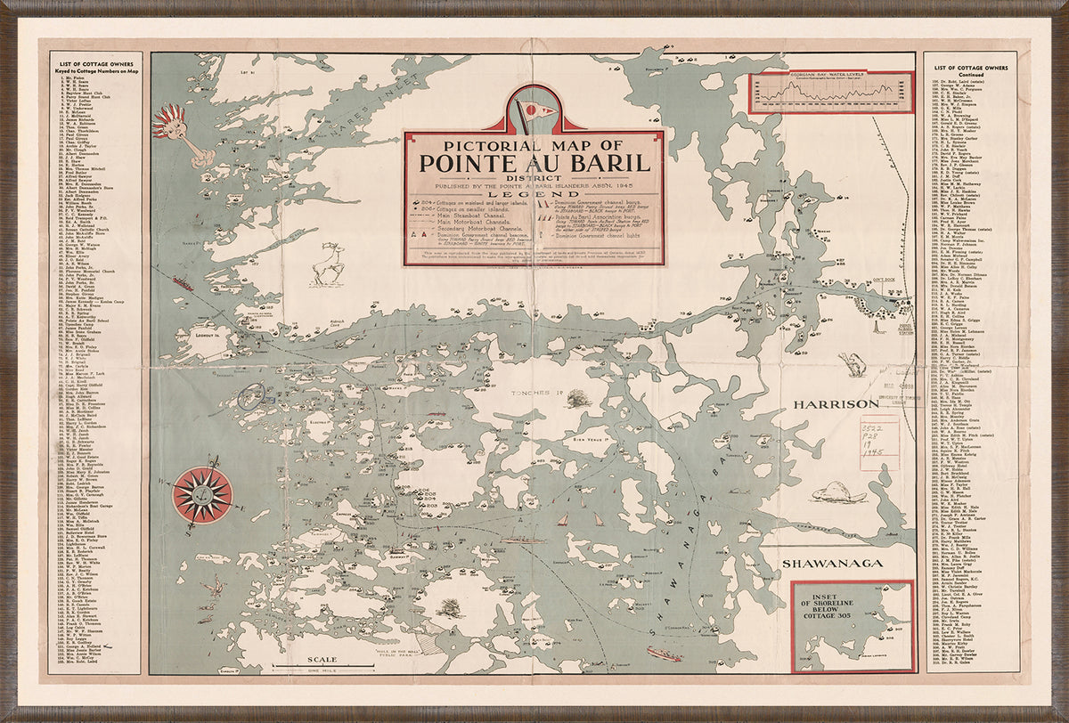 Map – Pointe Au Baril – 1945 wall art