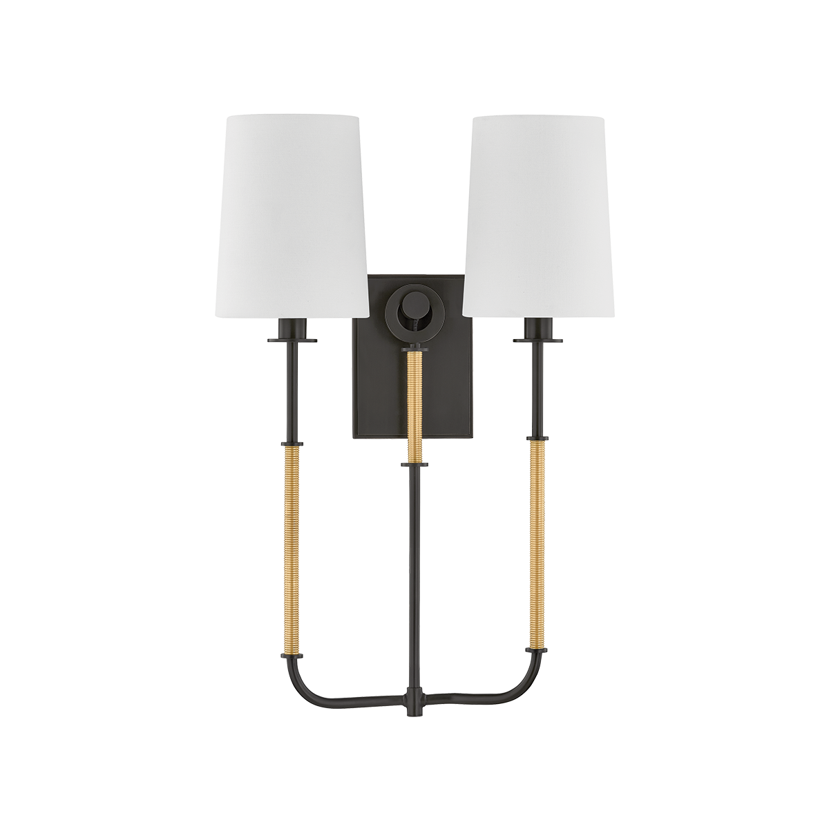 Glenmont Wall Sconce 14" in aged brass shown from a second angle to highlight the arm curve and shade silhouette.