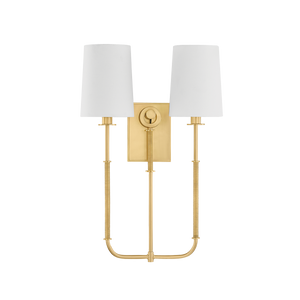 Glenmont Wall Sconce 14" in aged brass — a Hudson Valley wall sconce for bathrooms, hallways, and living rooms at Laurie Yapp Home.