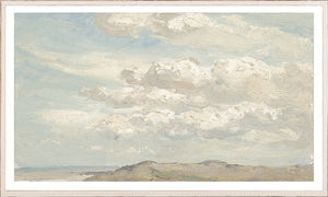 Top of the Dune C. 1850 wall art featuring soft clouds and a blue sky, textured brush strokes.