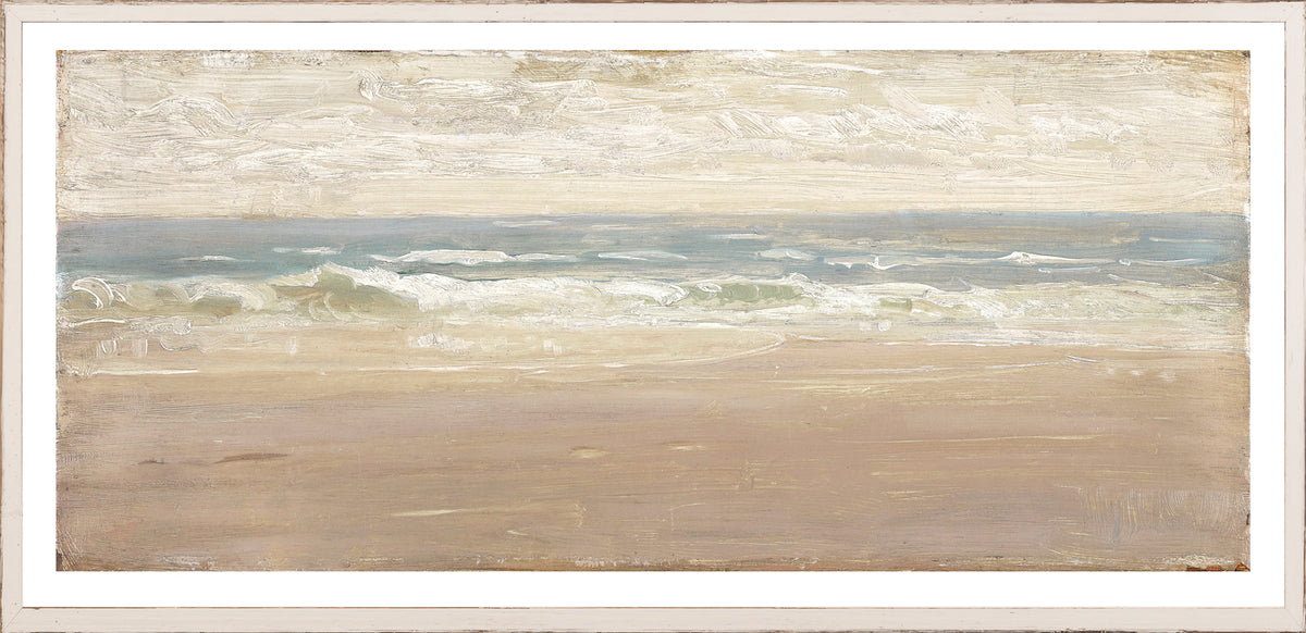 Seascape II C. 1860 wall art featuring soft waves and sandy beach in muted colors.