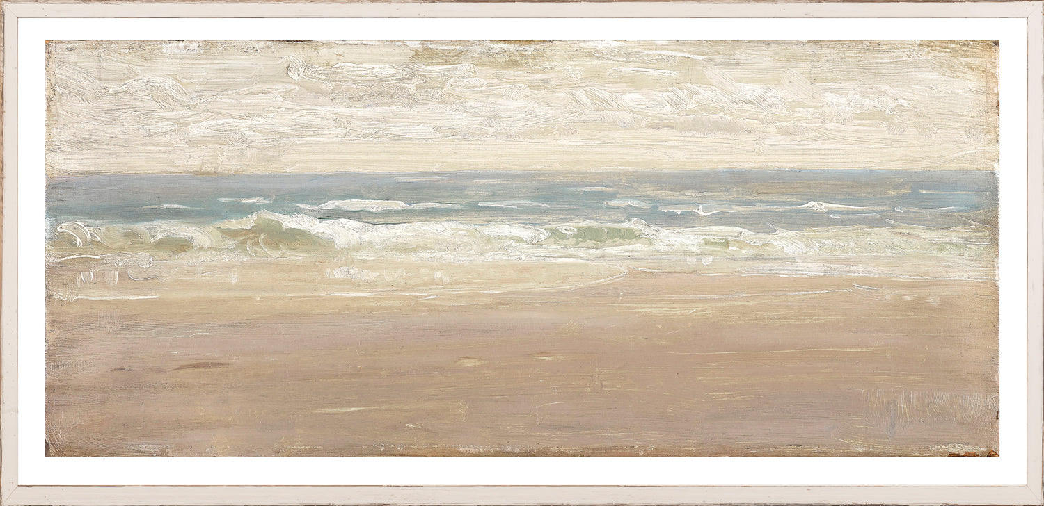 Seascape II C. 1860 wall art featuring soft waves and sandy beach in muted colors.