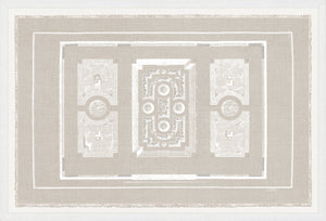 Parterre Classique I wall art featuring a beige and white garden design with intricate patterns.