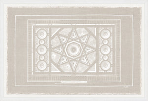 Parterre Classique III wall art featuring a beige and white geometric design with intricate patterns.