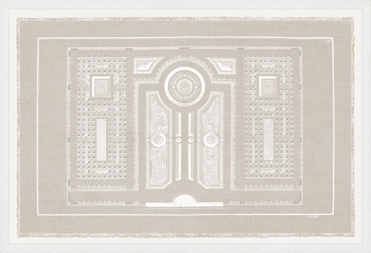 Parterre Classique IV wall art featuring a detailed garden layout in soft beige and white.