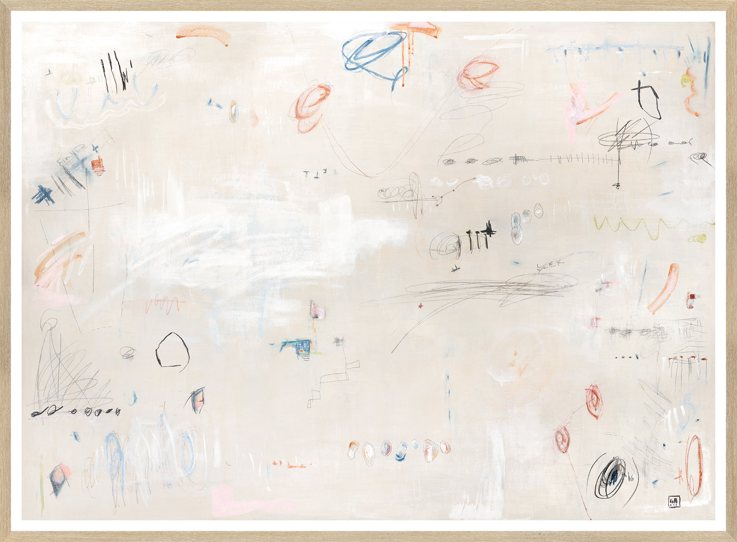BonBon wall art featuring abstract designs in soft colors on a light background