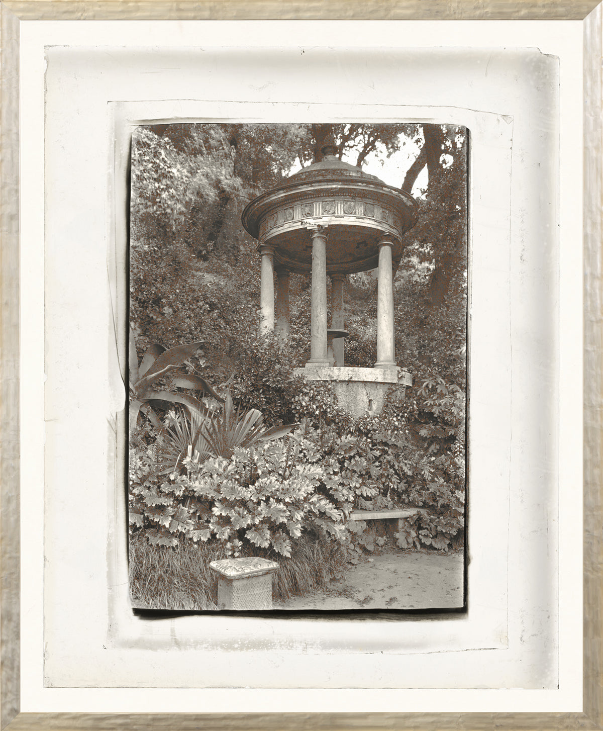 Garden Lantern Slides II C. 1930 wall art featuring a vintage gazebo surrounded by lush greenery.