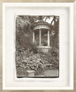 Garden Lantern Slides II C. 1930 wall art featuring a vintage gazebo surrounded by lush greenery.
