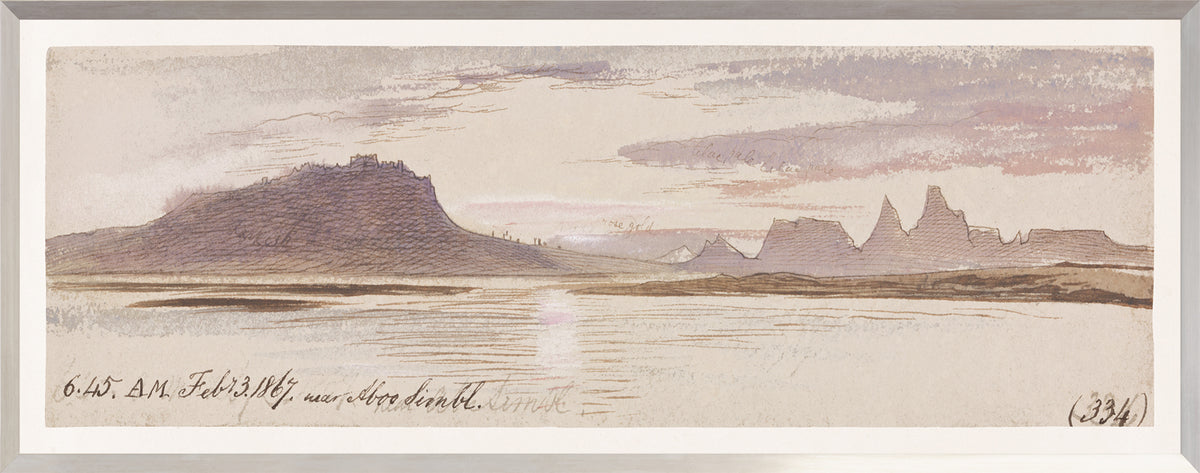 Lear – Watercolour Series, Mauve IV wall art featuring a landscape with mauve tones and mountains.